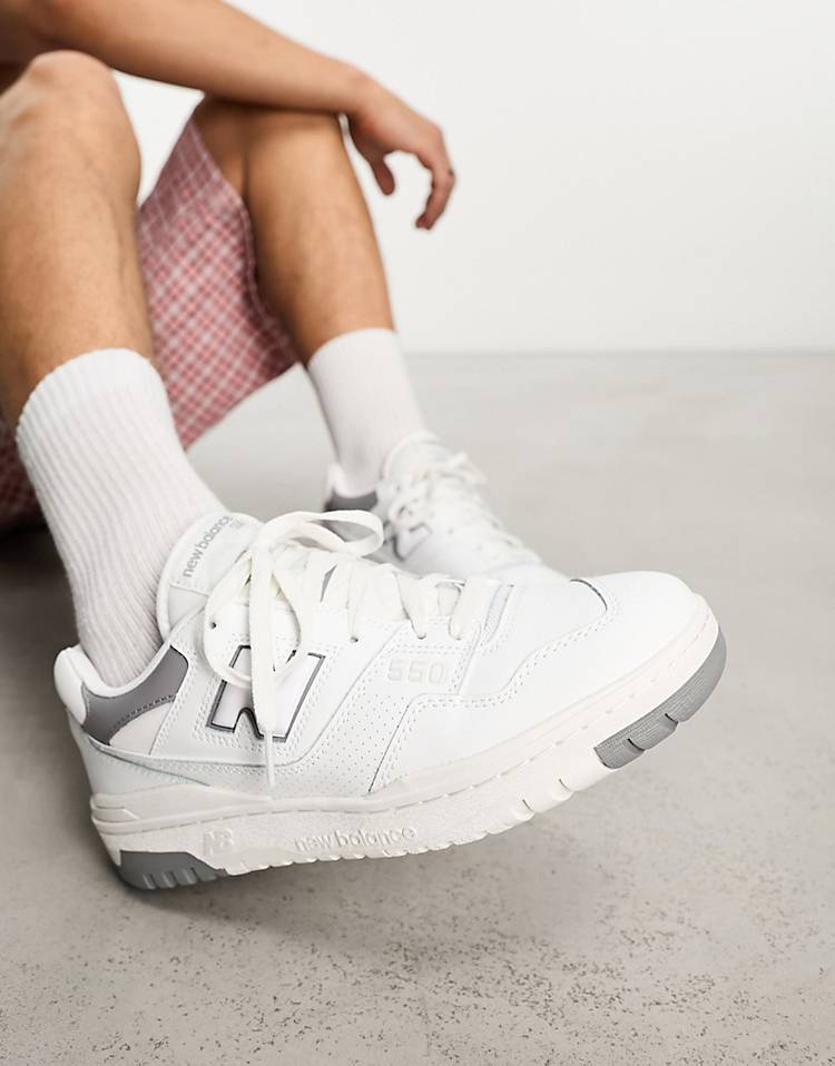 New Balance 550 sneakers in white with gray detail